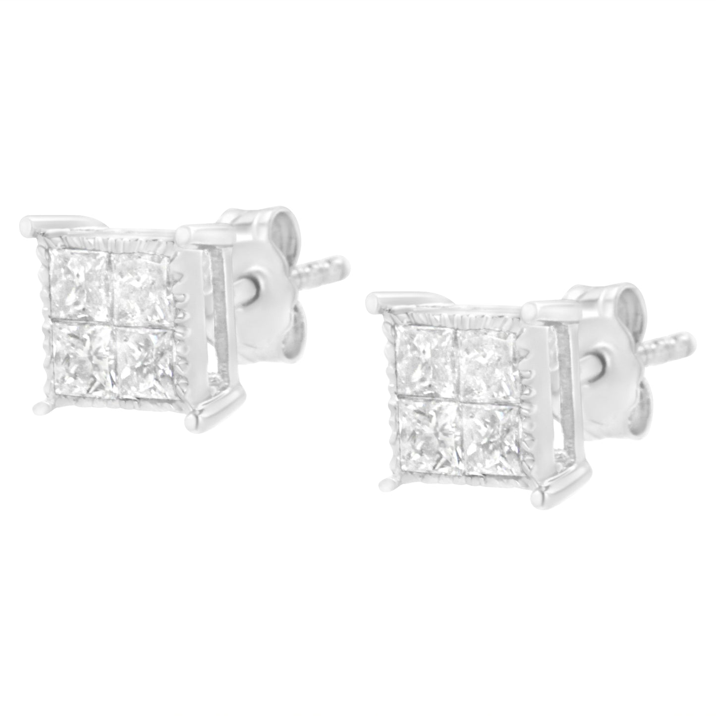 Pendientes de Stud de Diamante Compuesto de Plata Esterlina Elegantes