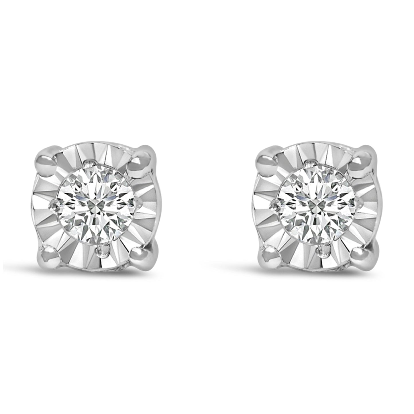 Boucles d'oreilles clou en diamant lab-grown Miracle-Set en argent sterling .925