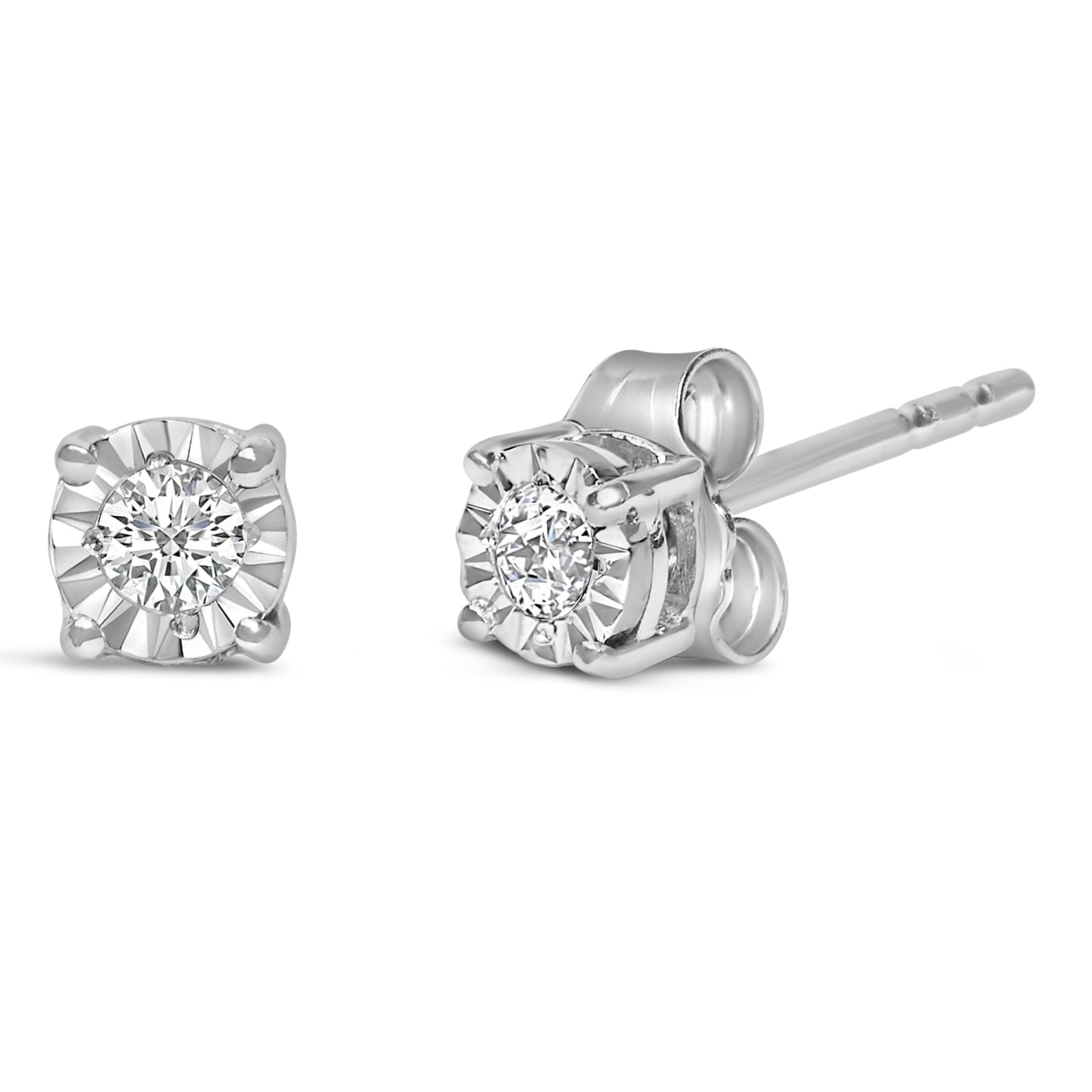 Boucles d'oreilles clou en diamant lab-grown Miracle-Set en argent sterling .925