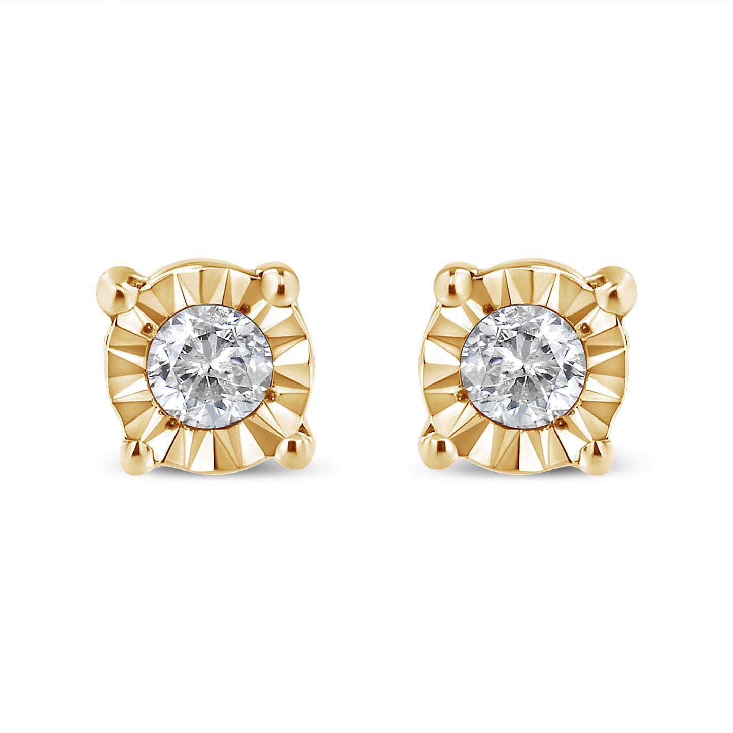 Pendientes de diamantes con chapado en oro amarillo de 10K