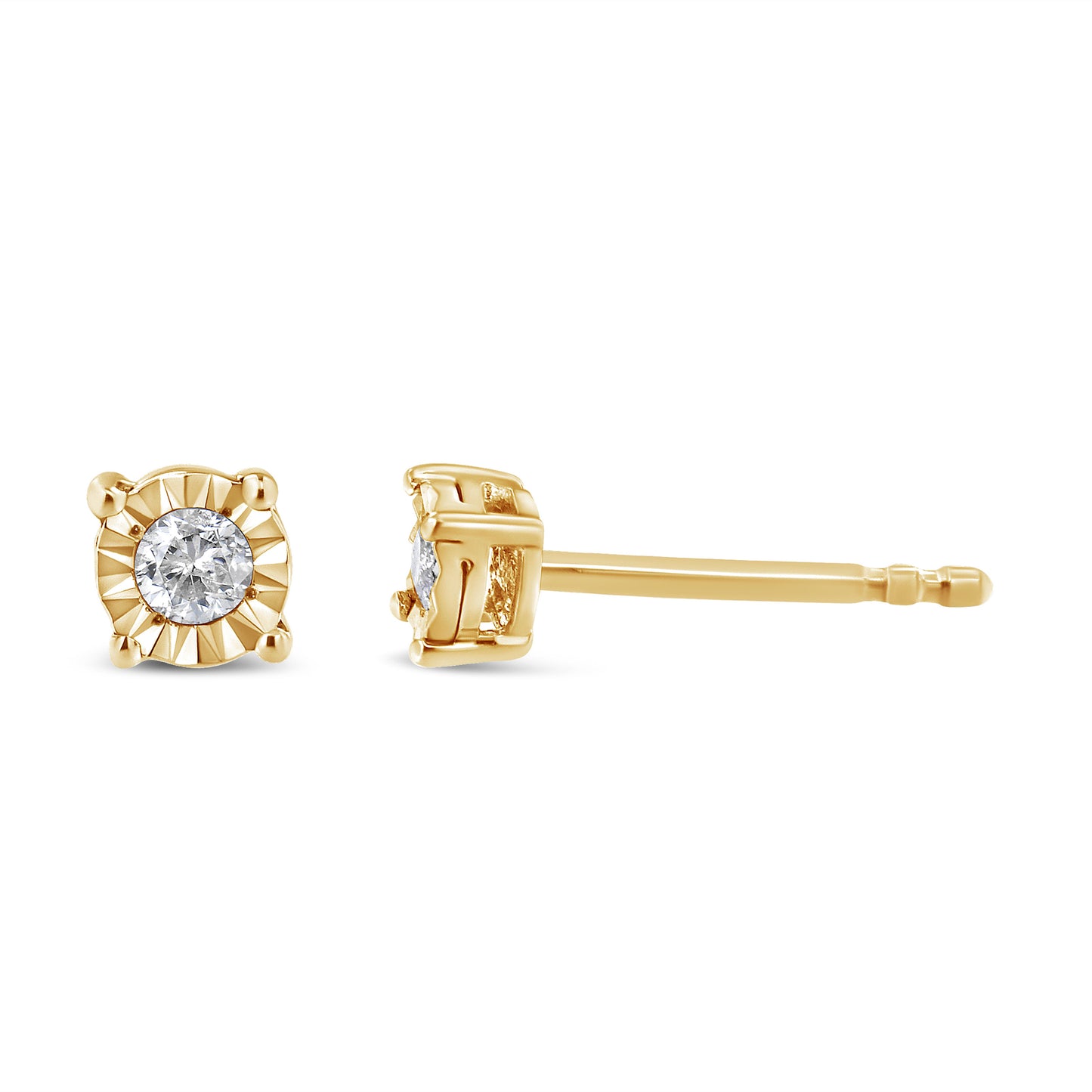 Pendientes de diamantes con chapado en oro amarillo de 10K