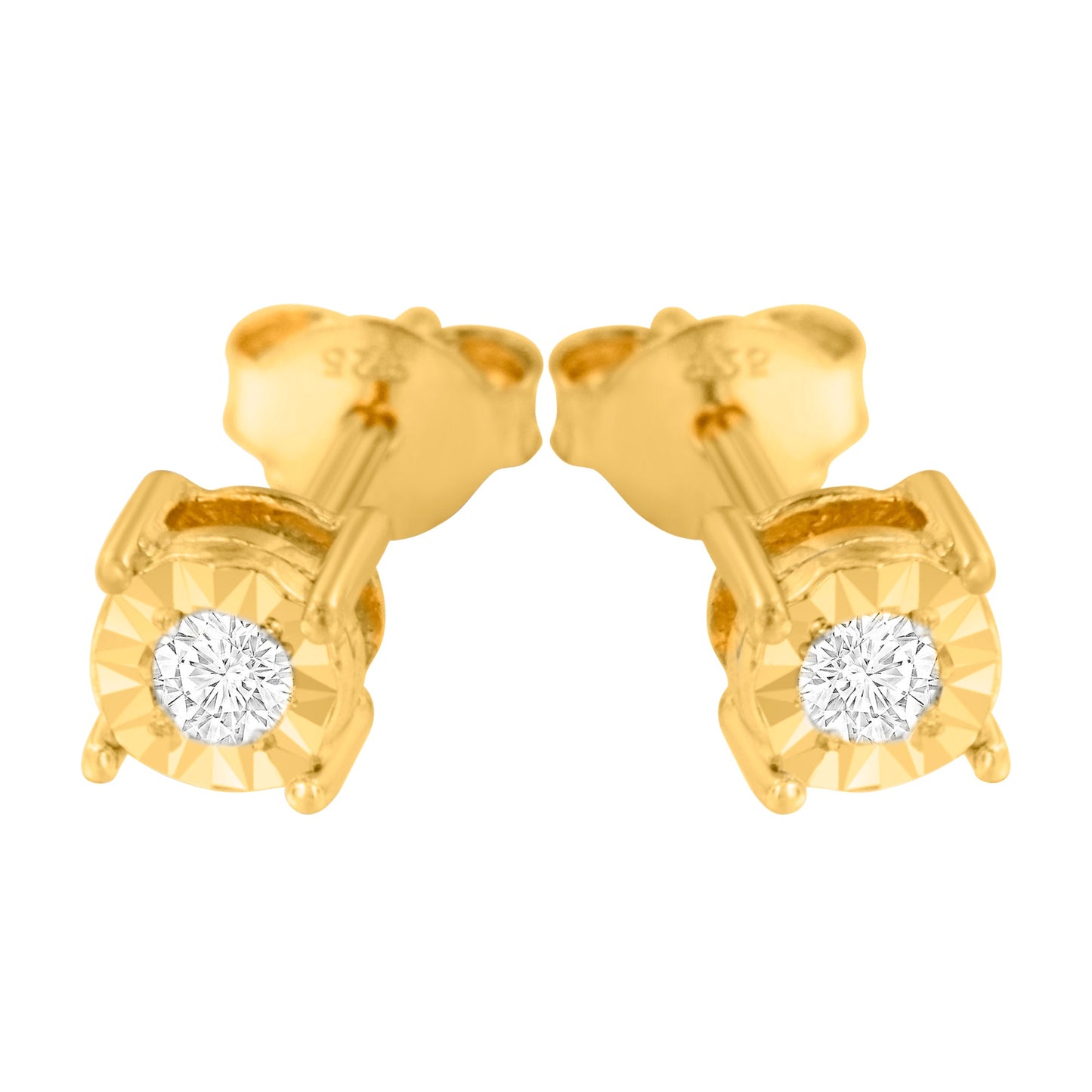 Pendientes de diamantes con chapado en oro amarillo de 10K
