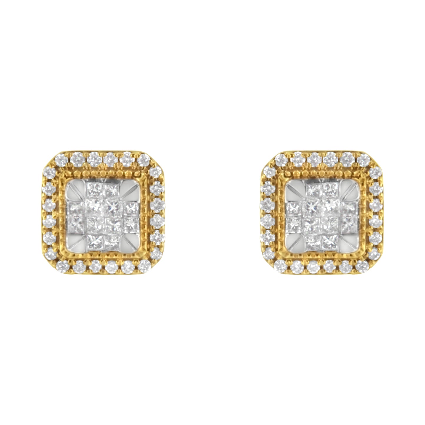 Pendientes de diamantes de oro amarillo de 10KT - Peso total de 1/2 quilate