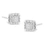 Boucles d'oreilles en diamant taille princesse en argent sterling .925 avec sertissage invisible