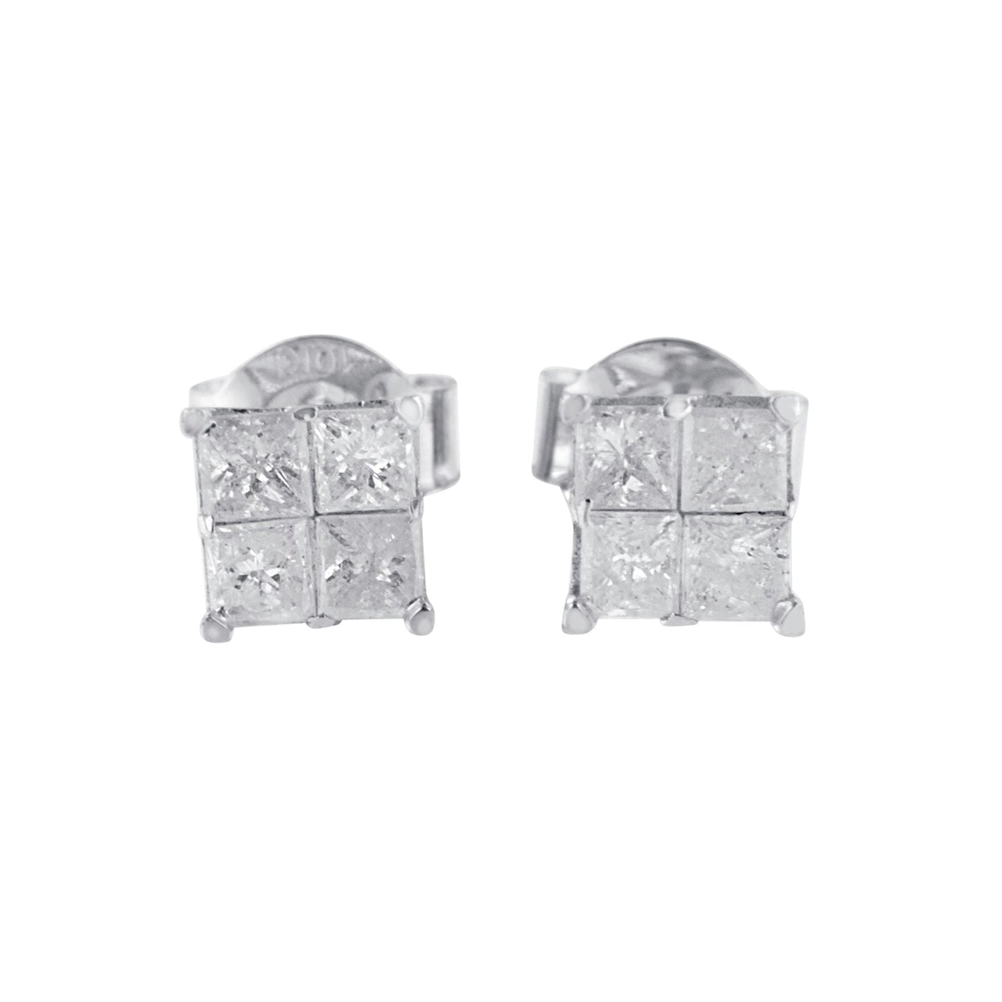 Boucles d'oreilles en diamant en or blanc 10k - 0,60 cttw