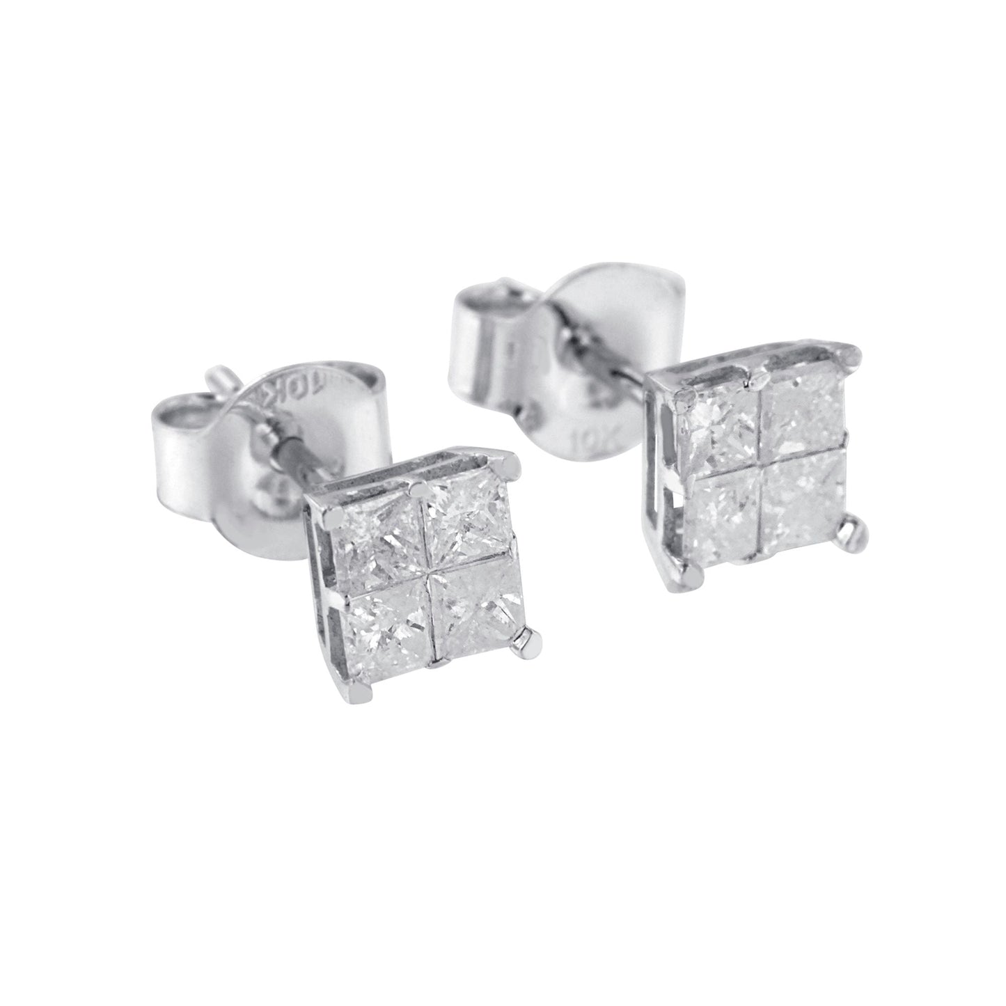 Boucles d'oreilles en diamant en or blanc 10k - 0,60 cttw