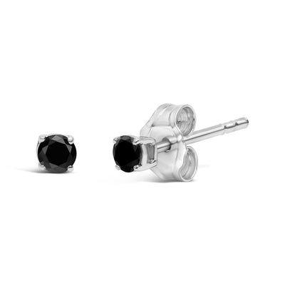 Pendientes de Stud Solitario de Diamante Negro en Plata Esterlina .925