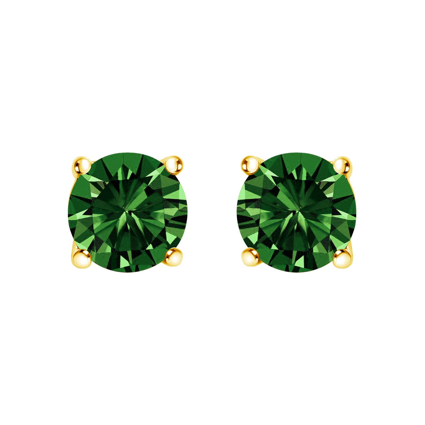 14K White Gold Lab Grown Green Diamond Solitaire Stud Earrings