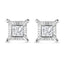 .925 Sterling Silver Princess-Cut Diamond Solitaire Stud Earrings