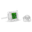 Sterling Silver Green Princess Diamond Quad Stud Earrings