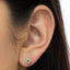Sterling Silver Green Princess Diamond Quad Stud Earrings