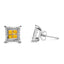 Pendientes de Stud Cuadrados de Diamante Amarillo de .925 Plata de Ley