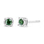 Pendientes de Stud de Diamante Verde en Plata de Ley