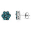 Boucles d'oreilles en argent sterling avec diamants bleus floraux