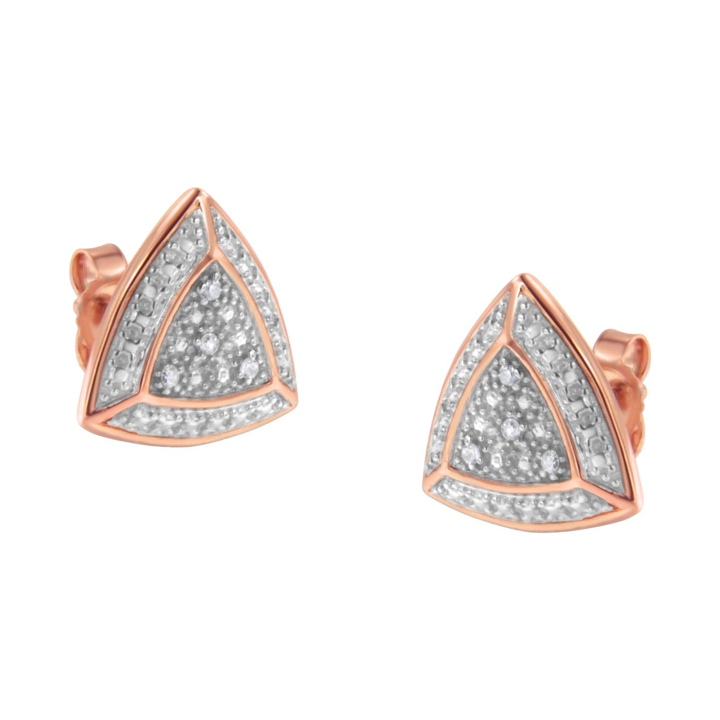 Pendientes de Stud Acentuados con Diamantes en Oro Rosa de 14K sobre Plata Esterlina