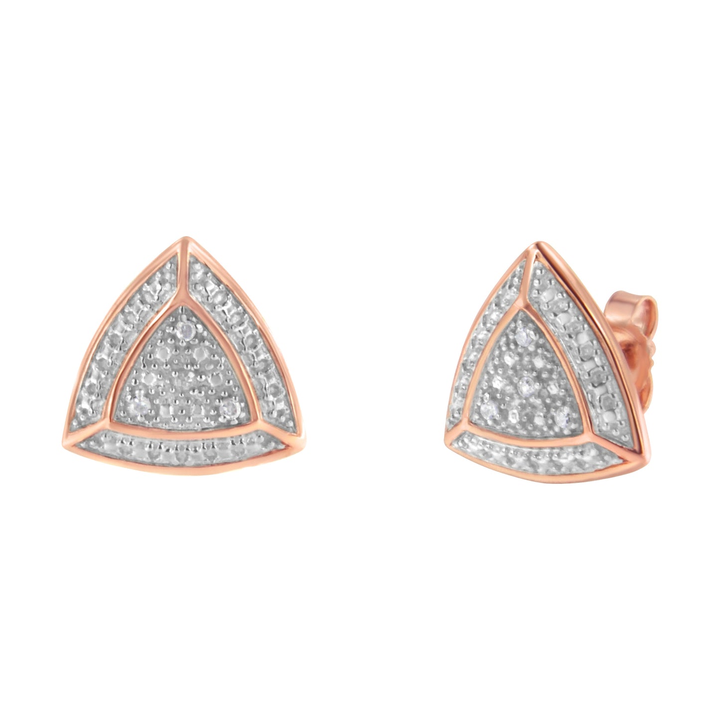 Pendientes de Stud Acentuados con Diamantes en Oro Rosa de 14K sobre Plata Esterlina