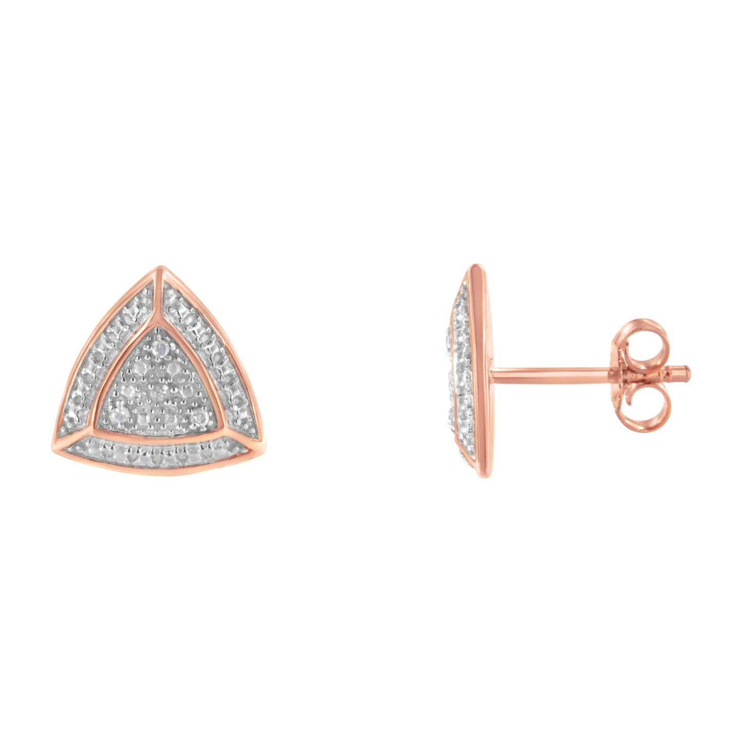 Pendientes de Stud Acentuados con Diamantes en Oro Rosa de 14K sobre Plata Esterlina