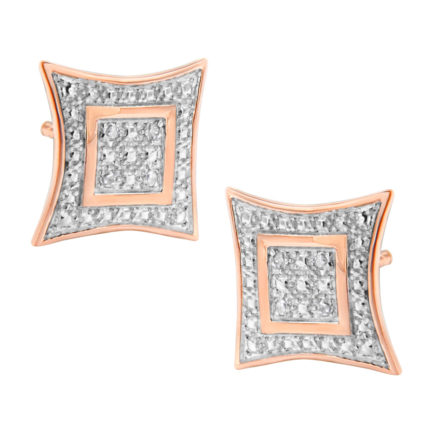.925 Sterling Silver Diamond Accented Star Halo-Style Stud Earrings