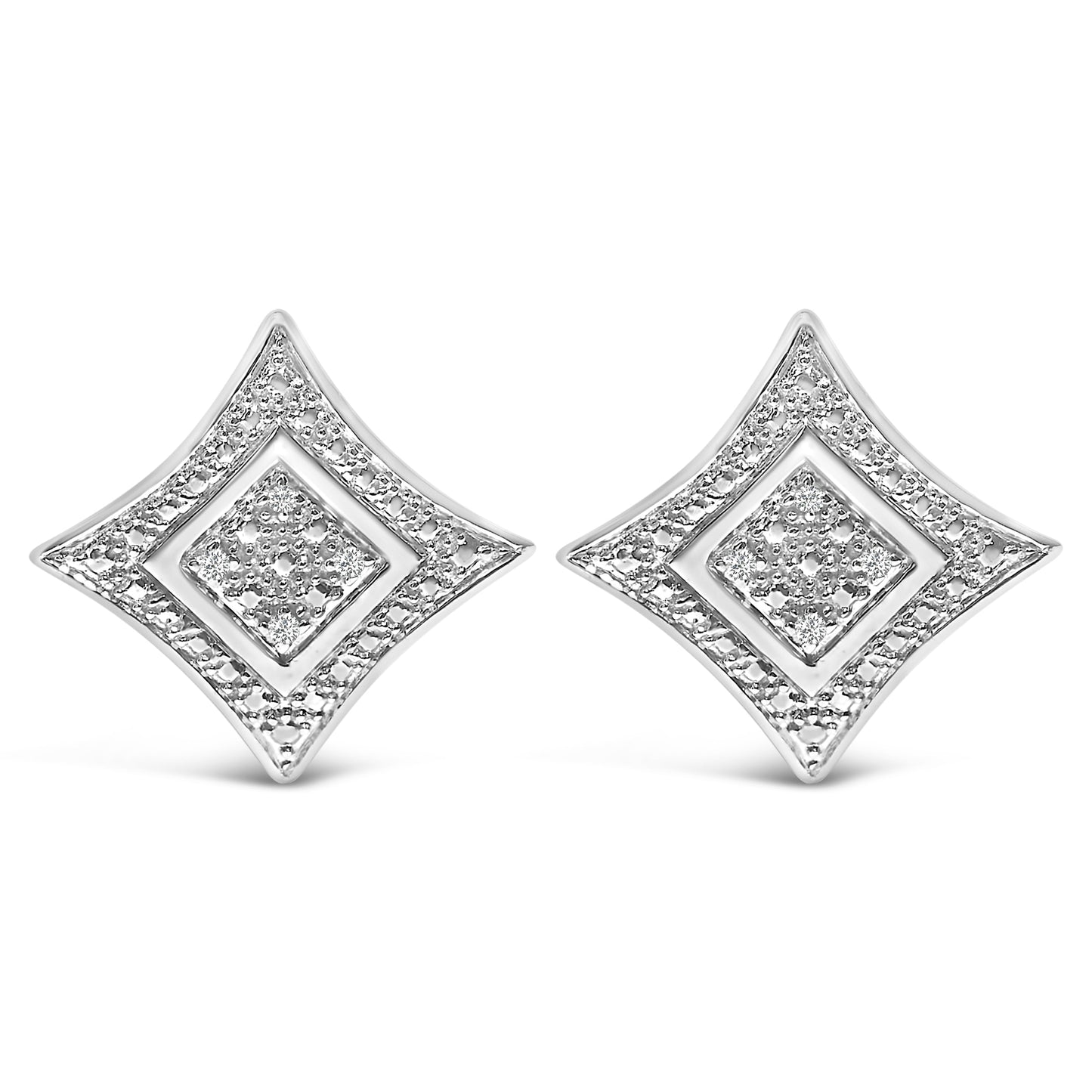.925 Sterling Silver Diamond Accented Star Halo-Style Stud Earrings