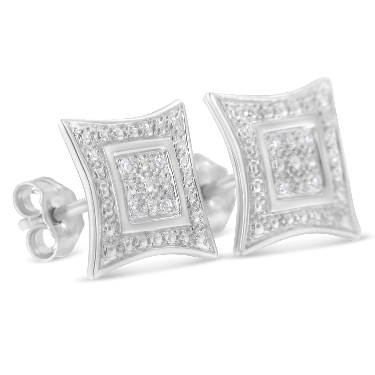 .925 Sterling Silver Diamond Accented Star Halo-Style Stud Earrings