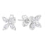 14K White Gold Marquise Diamond Floral Leaf Stud Earrings