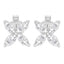 14K White Gold Marquise Diamond Floral Leaf Stud Earrings