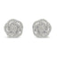 Pendientes de clúster floral de diamantes de corte rosa en oro blanco de 10k