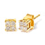 Boucles d'oreilles en diamant princesse en or jaune 10KT