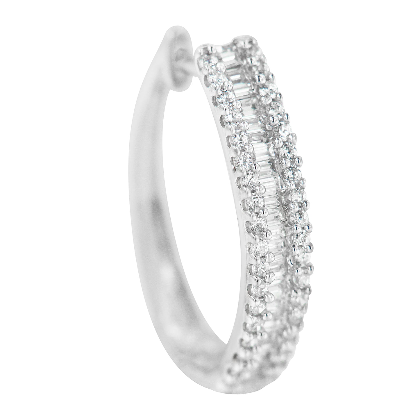 10K White Gold Diamond Hoop Earrings - 0.75 cttw