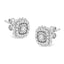 Boucles d'oreilles en argent sterling .925 avec diamants en halo