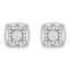 Boucles d'oreilles en argent sterling 925 avec diamants ronds en double halo
