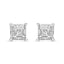 Boucles d'oreilles en diamant taille princesse en argent sterling .925 avec halo caché