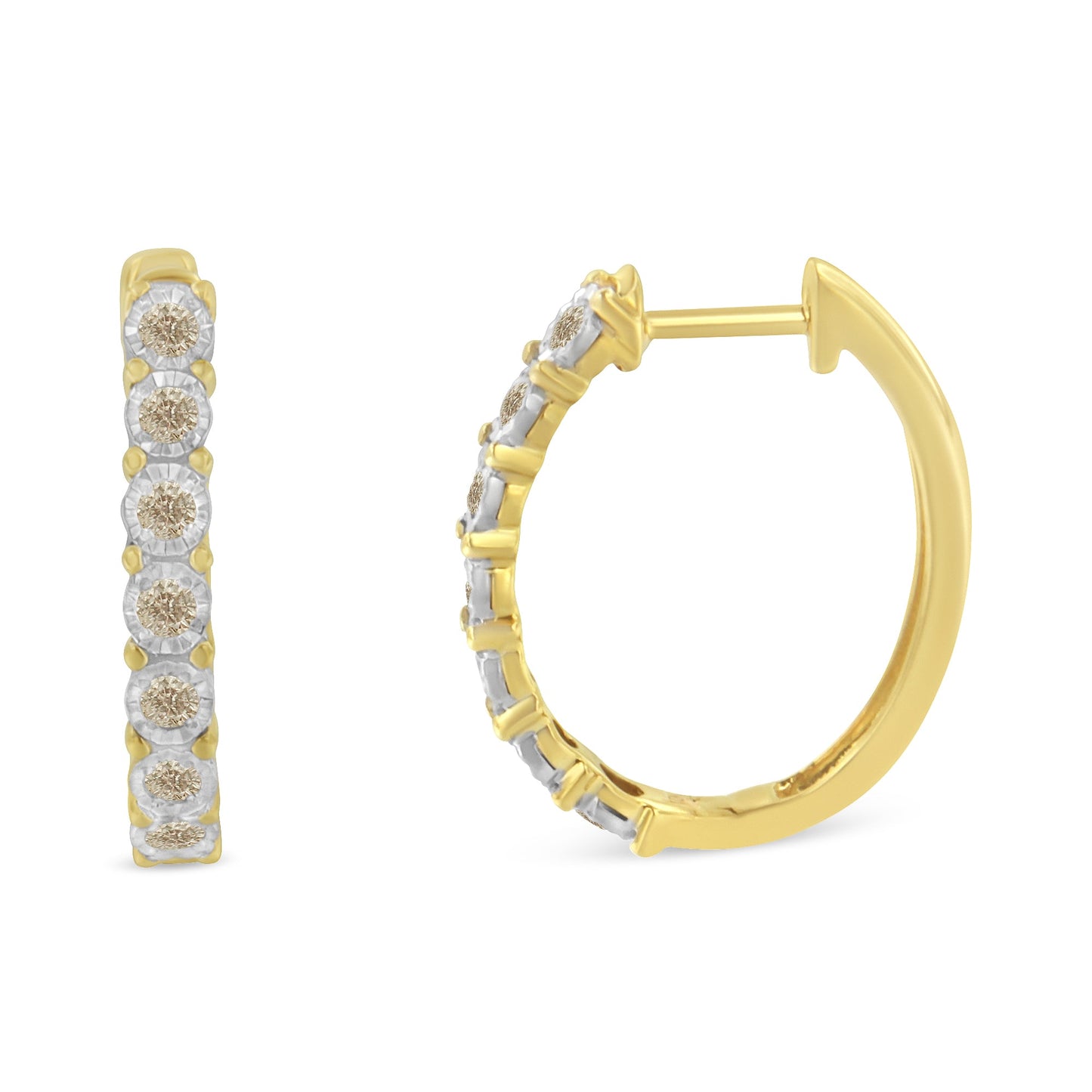 Boucles d'oreilles créoles en diamant en or bicolore 10KT