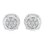 Pendientes de Stud Florales de Diamante Cortado Redondo de Plata Esterlina .925