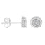 Pendientes de Stud Florales de Diamante Cortado Redondo de Plata Esterlina .925