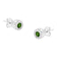 Pendientes de Stud de Diamante Verde Redondo de Plata Esterlina .925