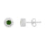 Pendientes de Stud de Diamante Verde Redondo de Plata Esterlina .925