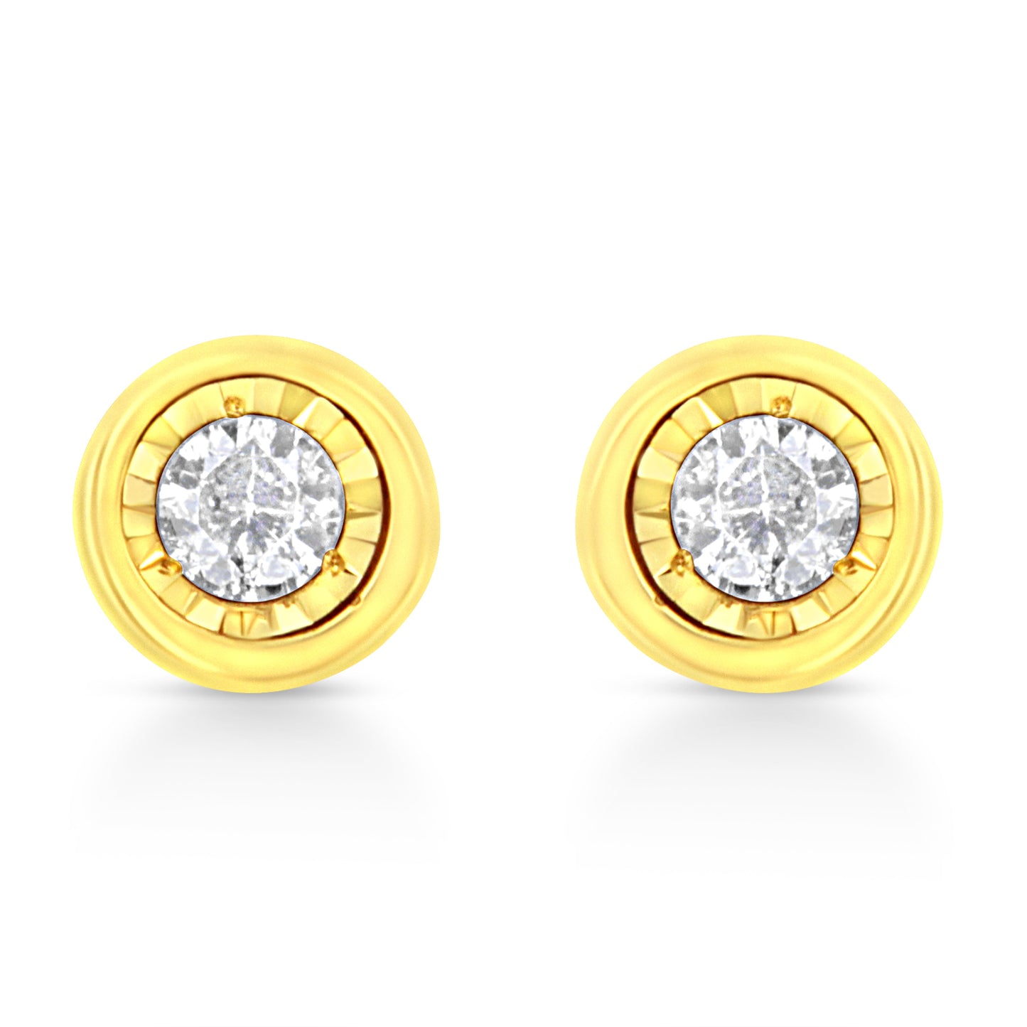 Pendientes de aro de diamante en plata esterlina chapada en oro amarillo de 10K