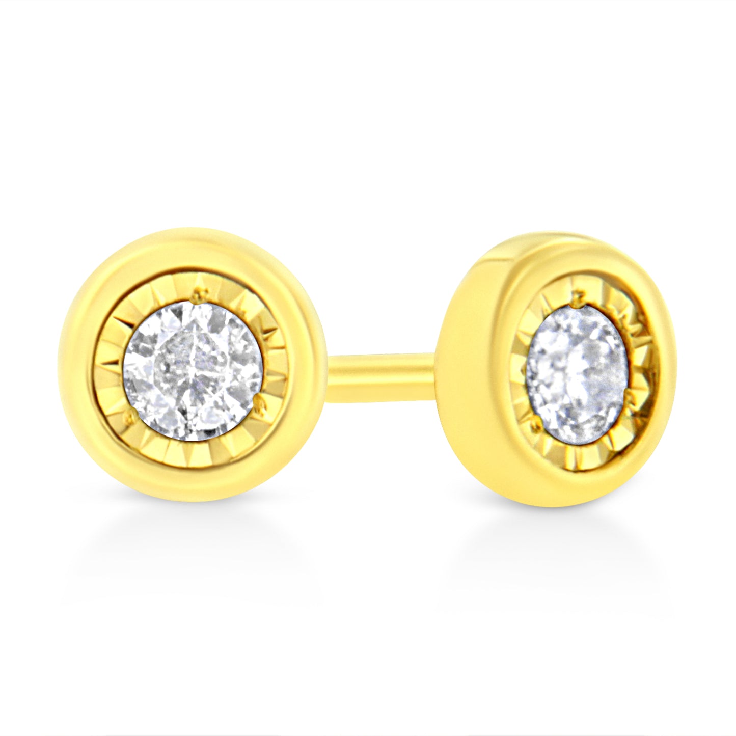 Pendientes de aro de diamante en plata esterlina chapada en oro amarillo de 10K