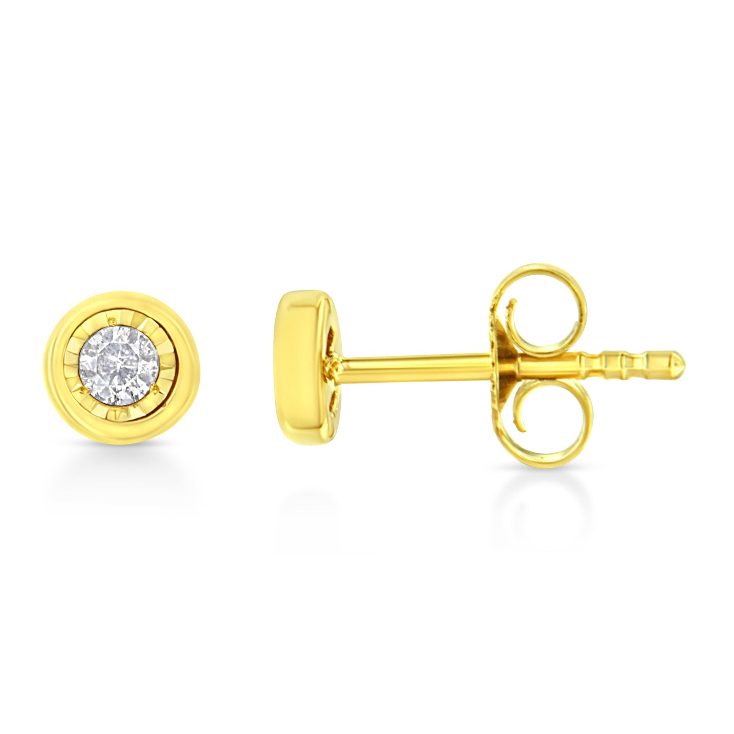 Pendientes de aro de diamante en plata esterlina chapada en oro amarillo de 10K