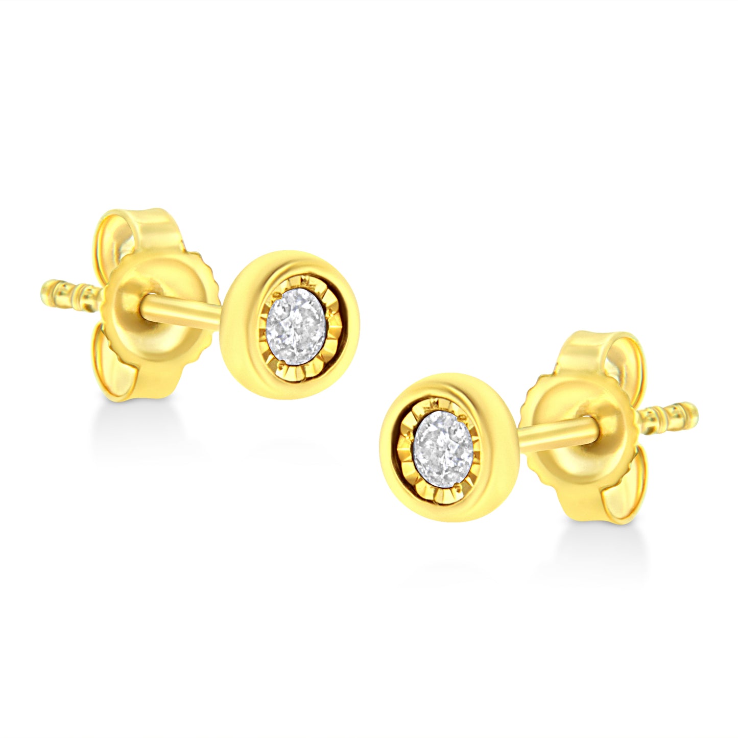 Pendientes de aro de diamante en plata esterlina chapada en oro amarillo de 10K