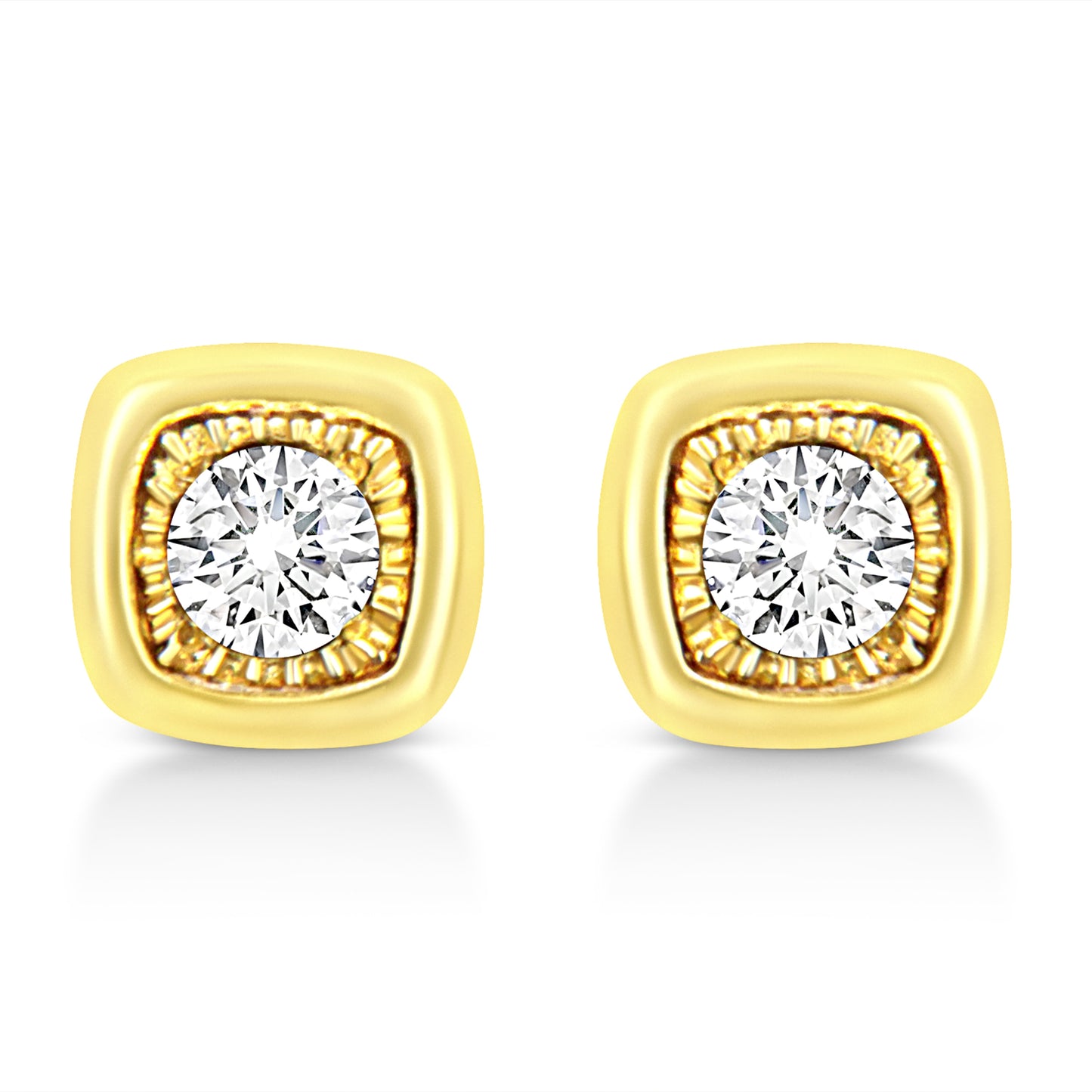 Pendientes de aro de diamante en plata esterlina chapada en oro amarillo de 10K