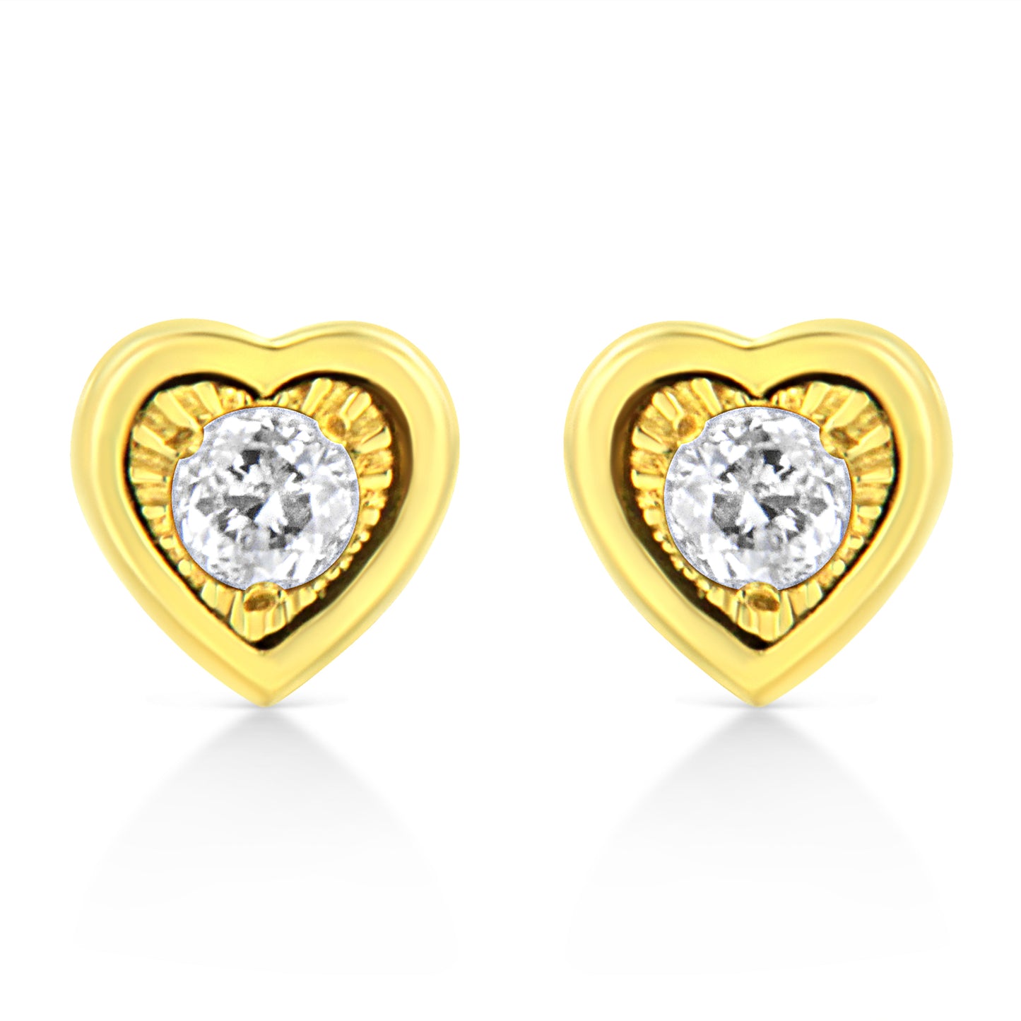 Pendientes de aro de diamante en plata esterlina chapada en oro amarillo de 10K