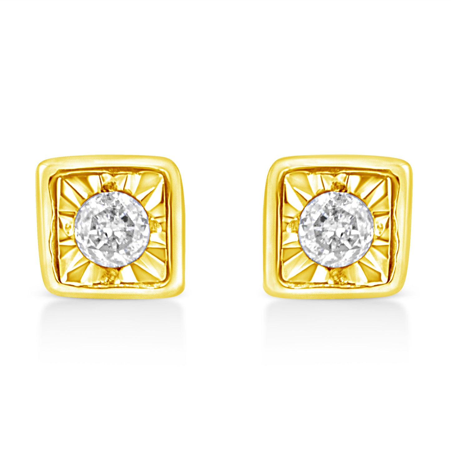 Pendientes de aro de diamante en plata esterlina chapada en oro amarillo de 10K