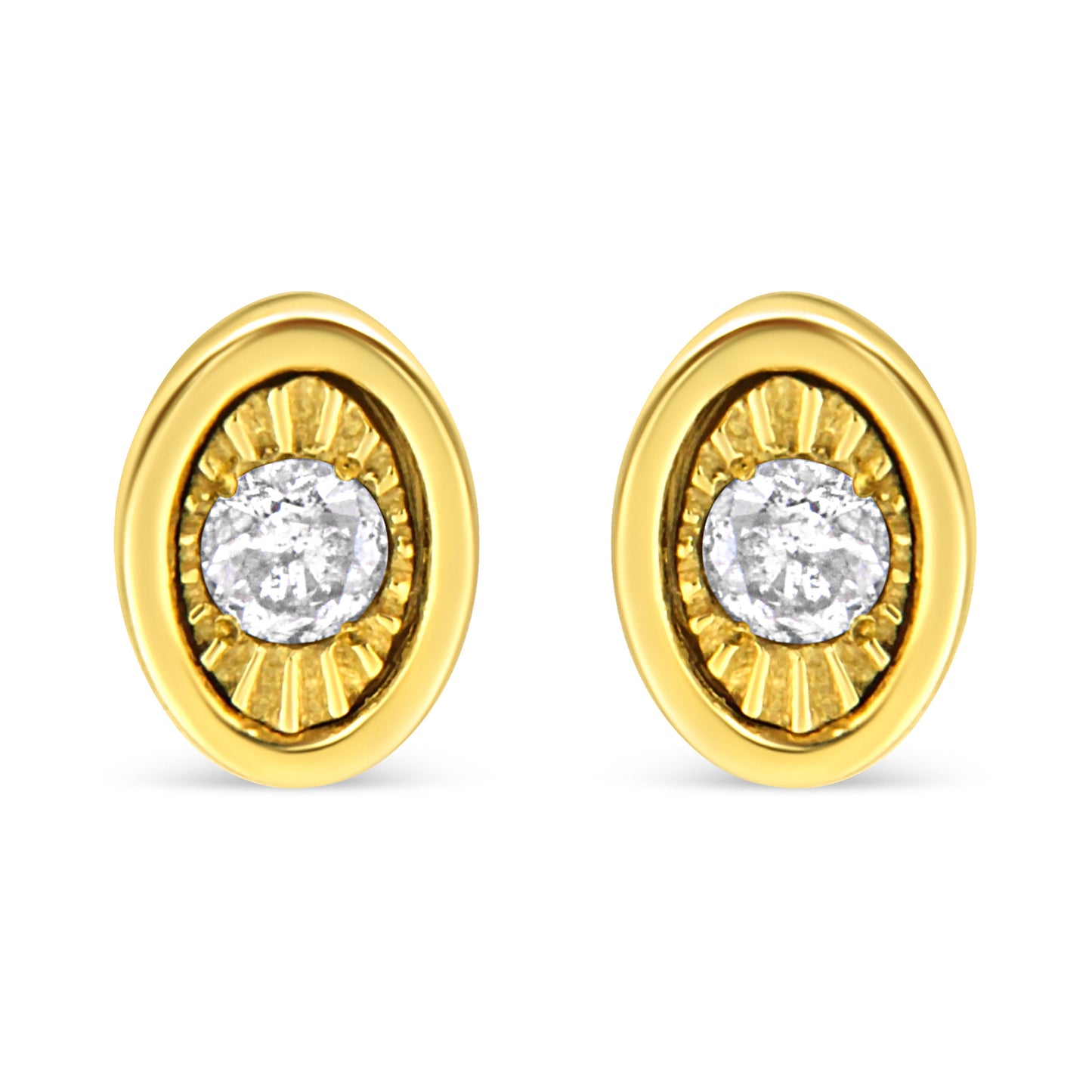 Pendientes de aro de diamante en plata esterlina chapada en oro amarillo de 10K