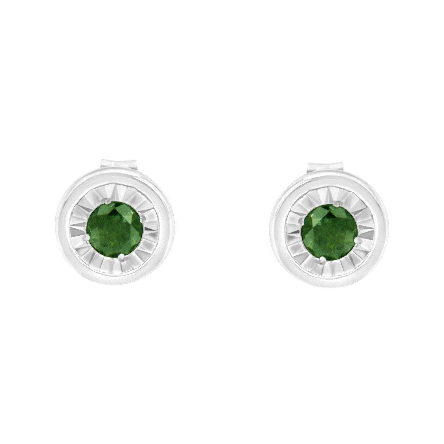 Boucles d'oreilles en argent sterling .925 avec diamants verts Miracle-Set