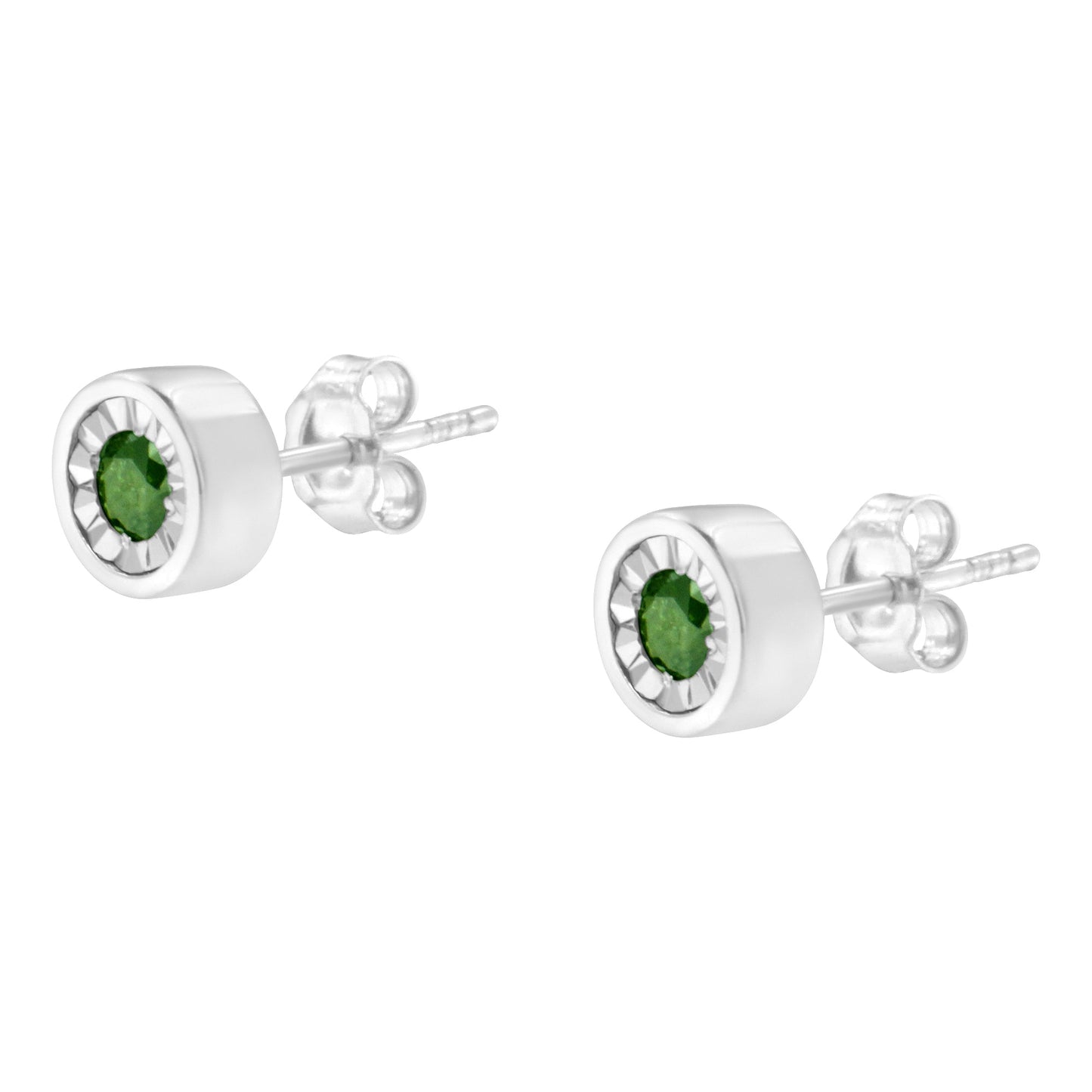 Boucles d'oreilles en argent sterling .925 avec diamants verts Miracle-Set