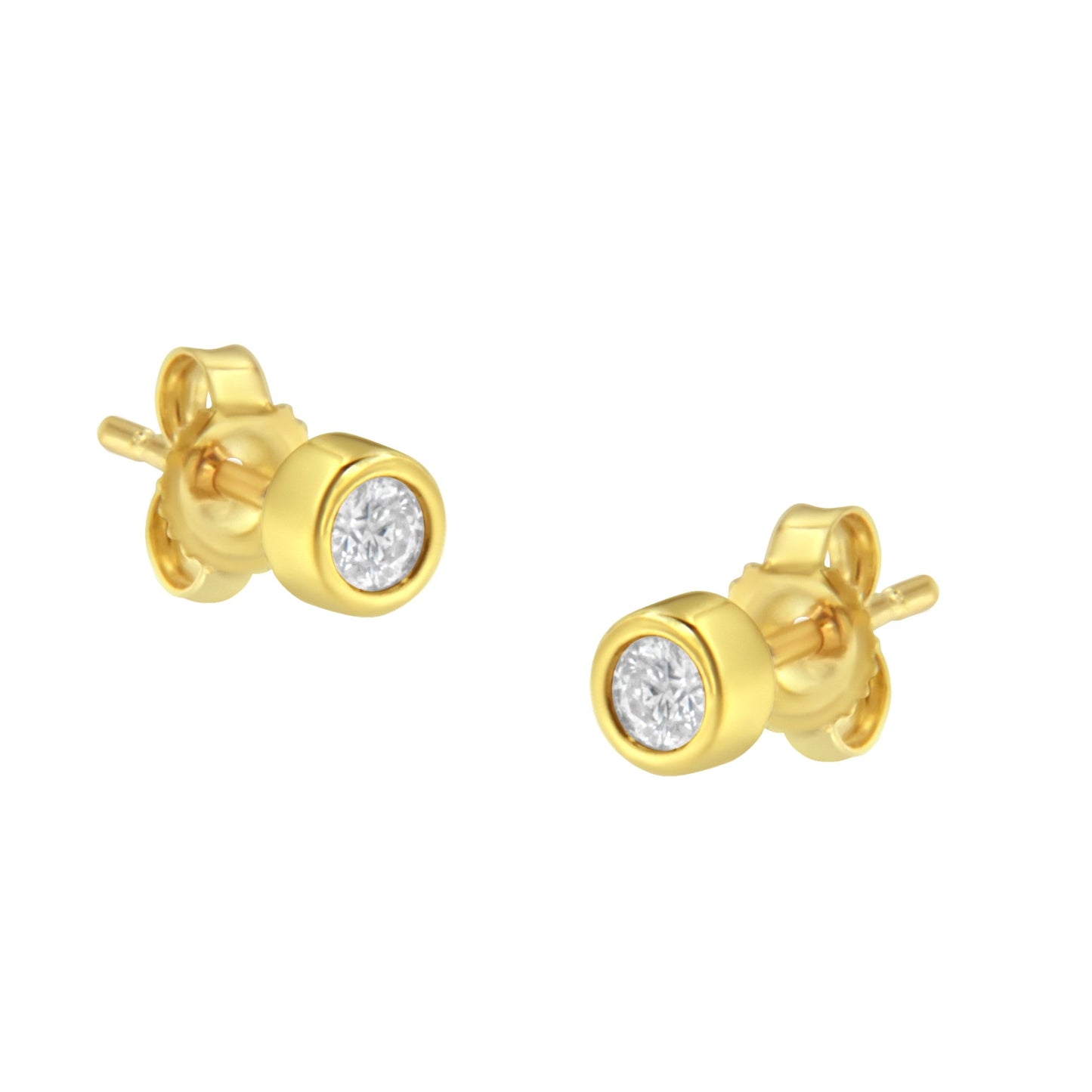 10K White Gold Diamond Bezel-Set Stud Earrings