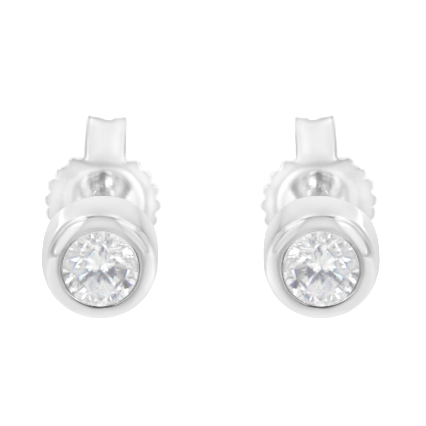 Pendientes de Stud de Diamante en Oro Blanco de 10K con Montura de Bezel