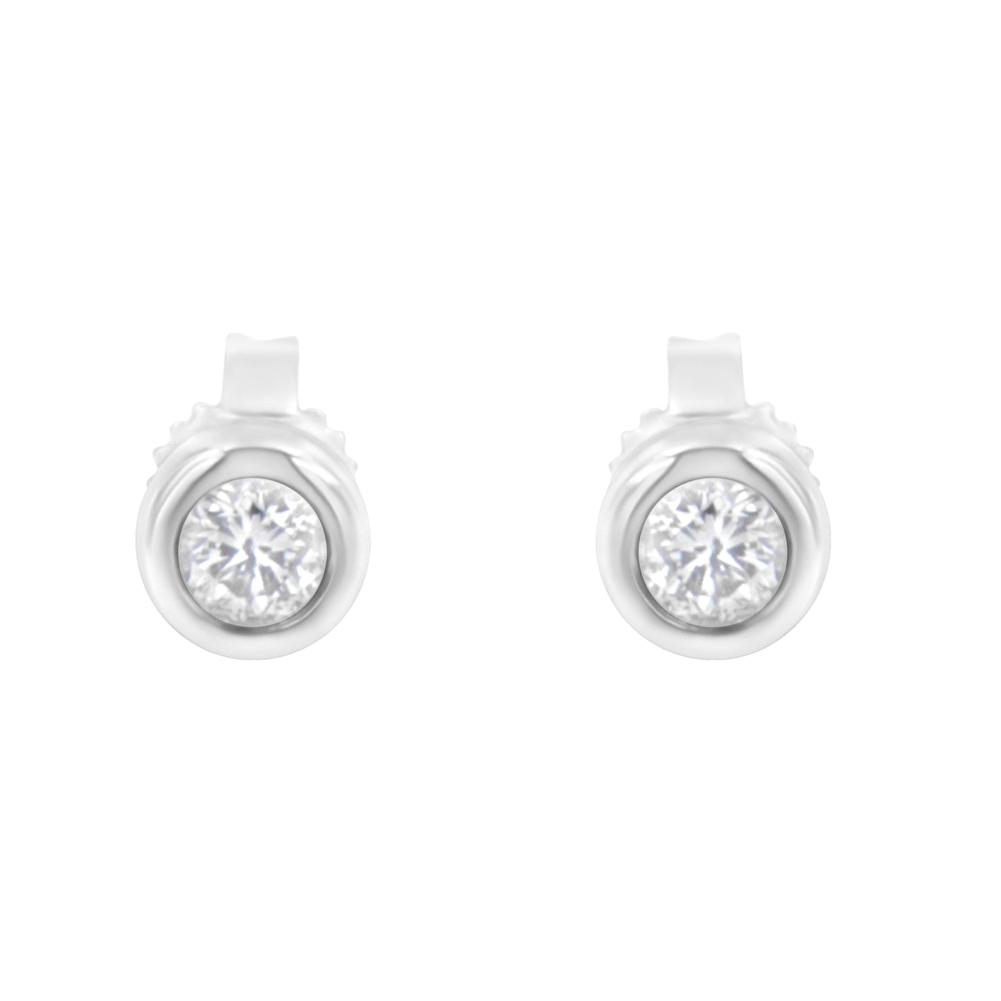 Pendientes de Stud de Diamante con Montura Bezel de Oro Blanco de 10K